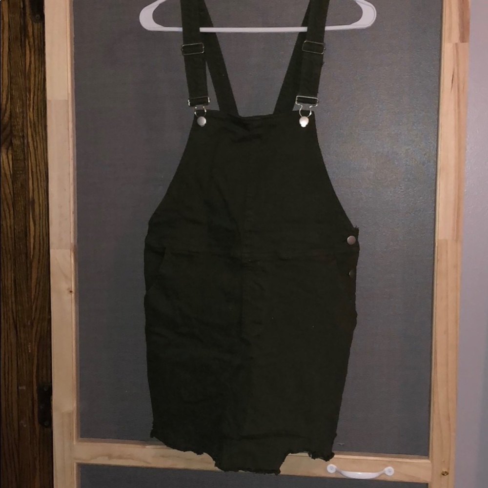 Olive green overall dress